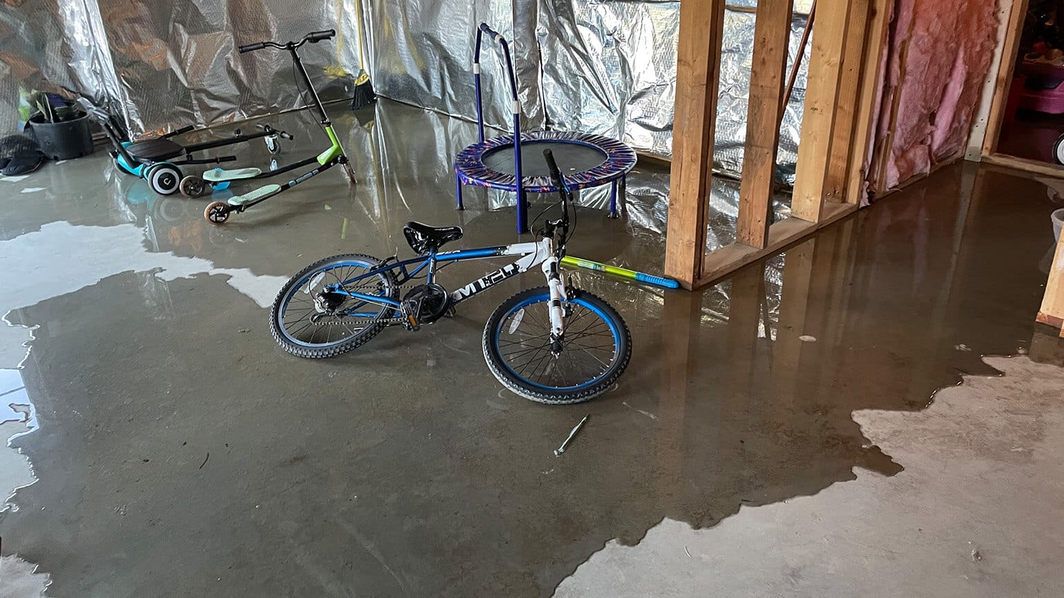 Standing water in a basement
